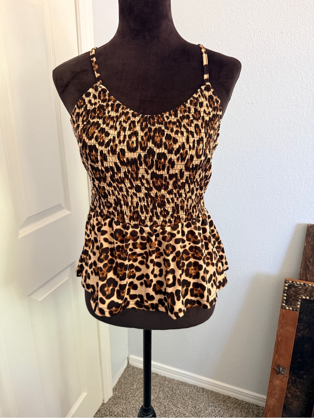 Leopard Print Peplum Top